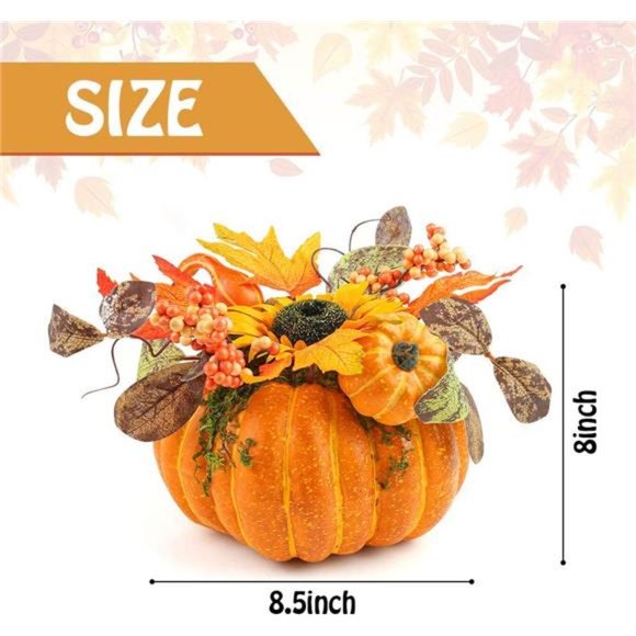 Artificial Pumpkin, 8.5 Inch Fake Pumpkin Artificial Vegetable Faux Pumpkin - Picture 2 of 6